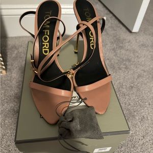 Tom Ford Lock 105 Padlock Velvet heeled sandals sz 42